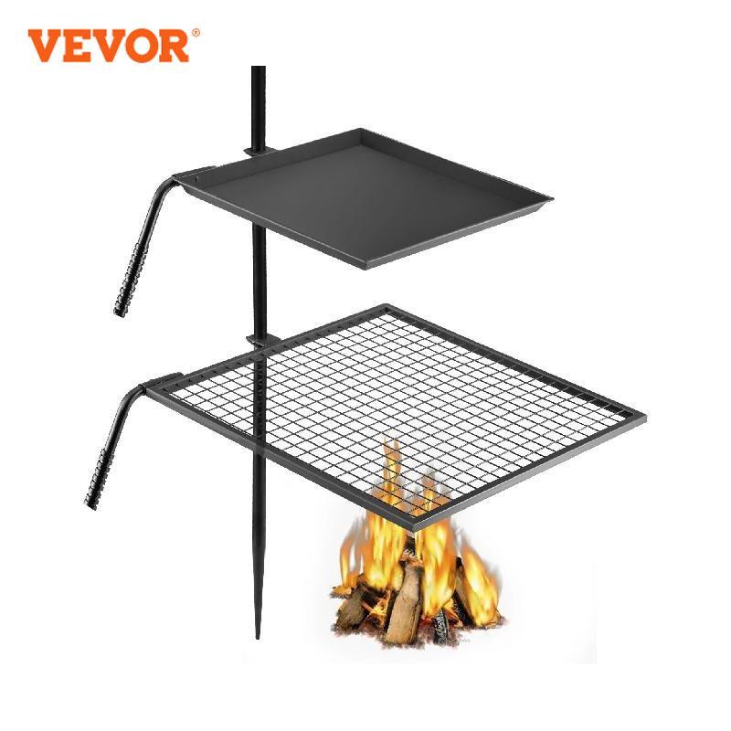 VEVOR-Parrilla de carbón giratoria de doble capa para exteriores, parrillas de carbón para carne, barbacoa, Camping, llama, cocina