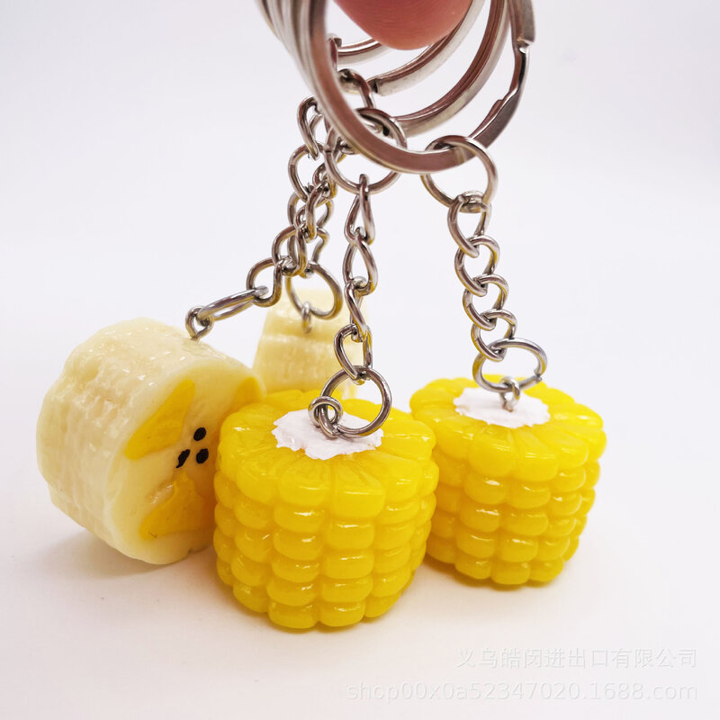 Banana Corn Keychain Gift Cute Creative Keyring Simulation Food Key Pendant Bag Packback Car Hanging Decorations New 2023