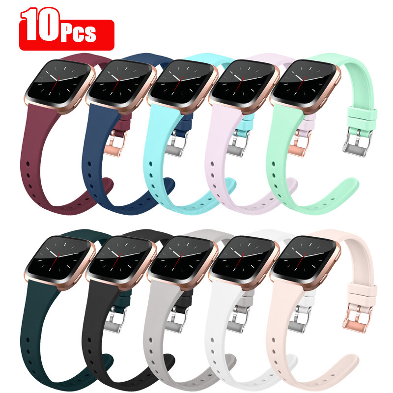 10pcs/lot Slim Silicone Strap for Fitibit Versa 2 Band Watchband Wristband Bracelet for Fitibit Versa Strap Smartwatch Accessory