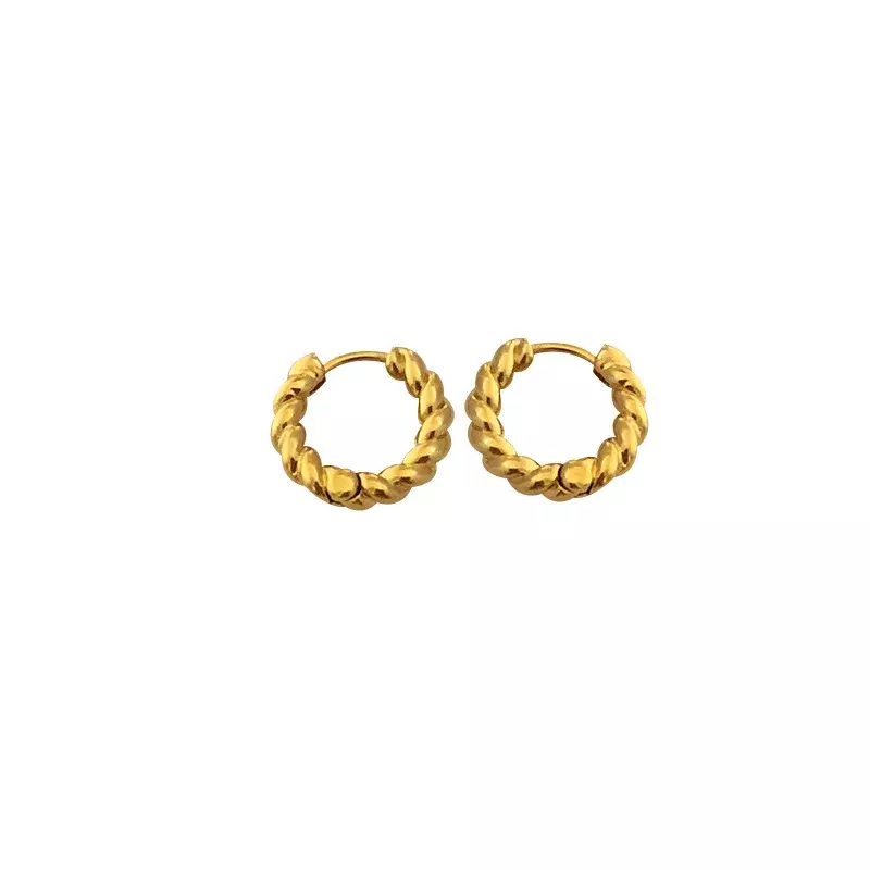 SOFTPIG-Boucles d'oreilles créoles en argent regardé 925 pour femmes, Huggies torsadées rondes, Or 18 carats, Bijoux fins classiques, Accessoires géométriques