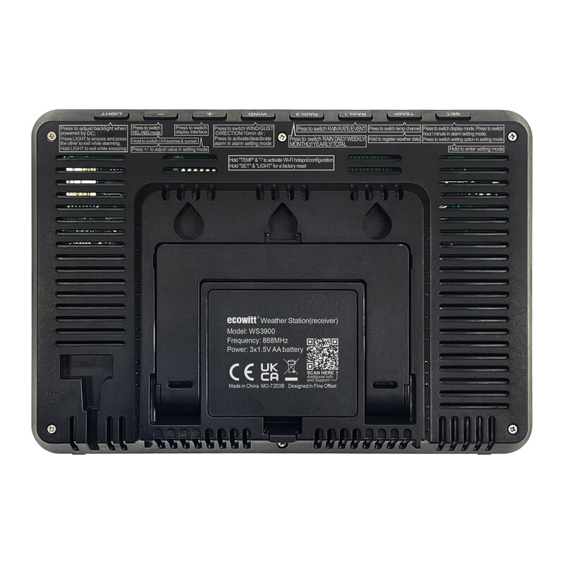 Ecowitt-receptor de estación meteorológica WS3900, consola con pantalla LCD a Color de 7,5 pulgadas, compatible con dispositivos IoT, WFC01 y AC1100