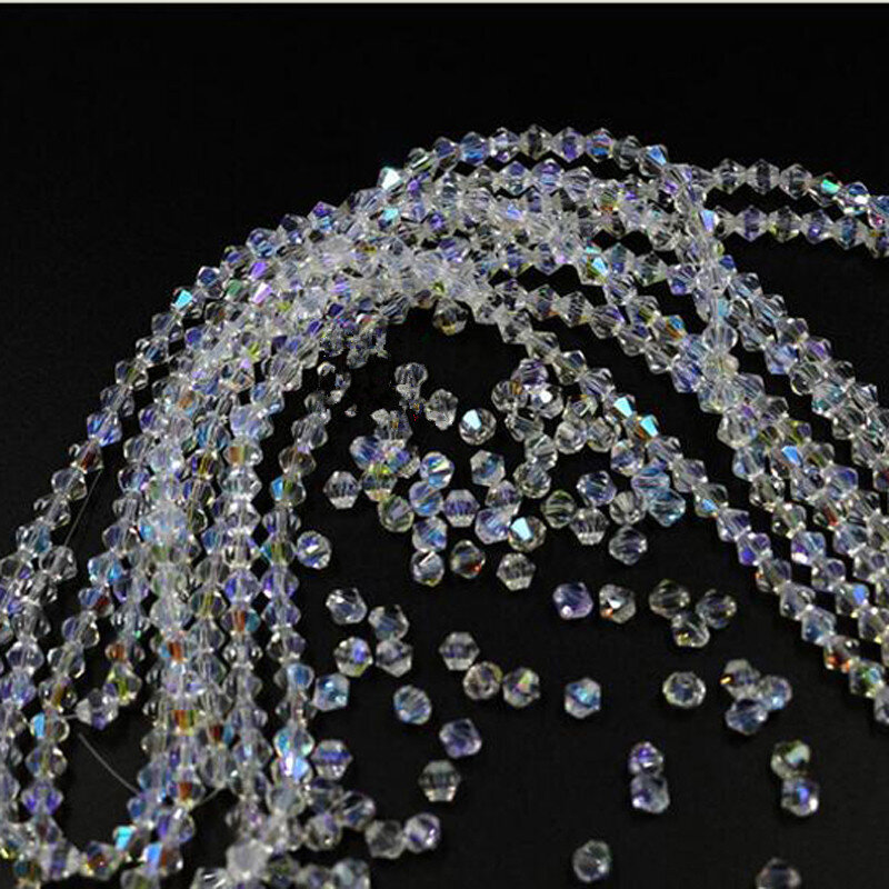 Ukuran Yang Berbeda Kristal Bening AB Bicone Manik-manik Longgar untuk Membuat Perhiasan DIY Aksesoris Manik-manik 3MM 4MM 5MM 6MM 8MM