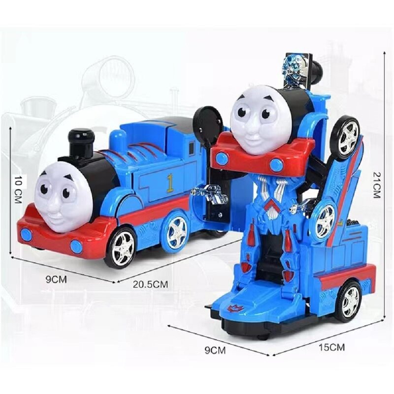 Brinquedo de carro elétrico para meninos, trem infantil, brinquedo de transformadores, música presente luminoso, Thomas Shape-shifting