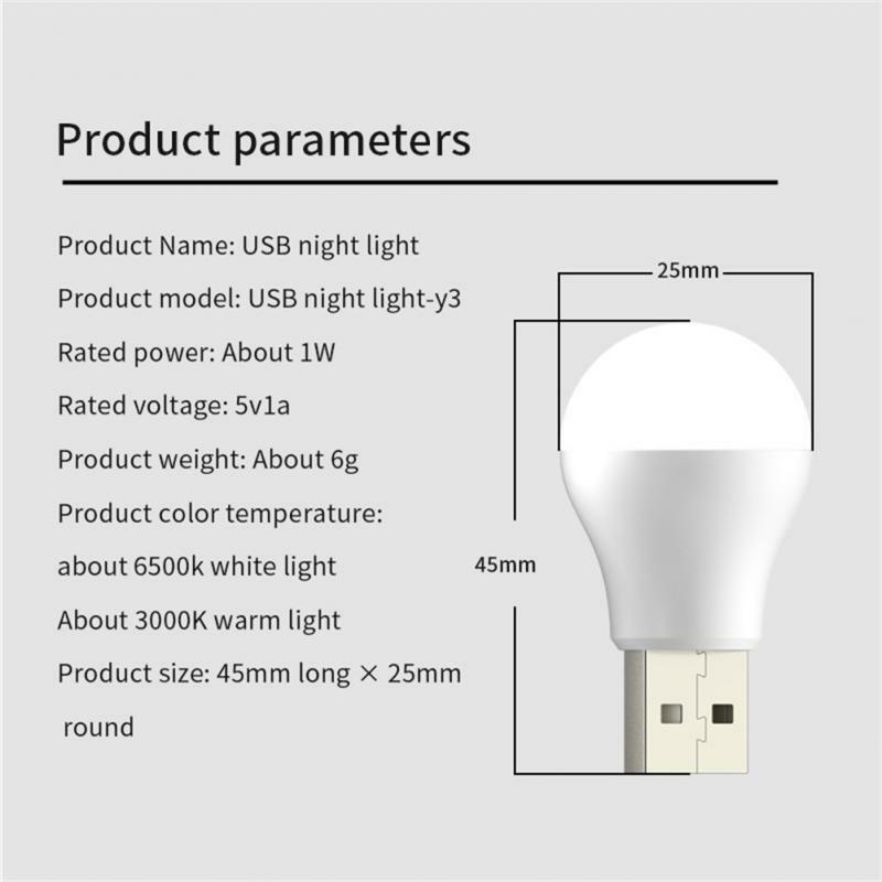 Luz Nocturna Mini USB para lectura de libros, luz blanca cálida con protección ocular, enchufe USB, carga de energía móvil, lámpara LED de noche, 10 piezas