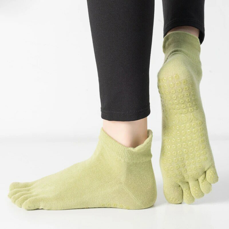 Утолщенные Носки для йоги из чесаного хлопка, Нескользящие силиконовые носки-тапочки для пилатеса, занятий спортом