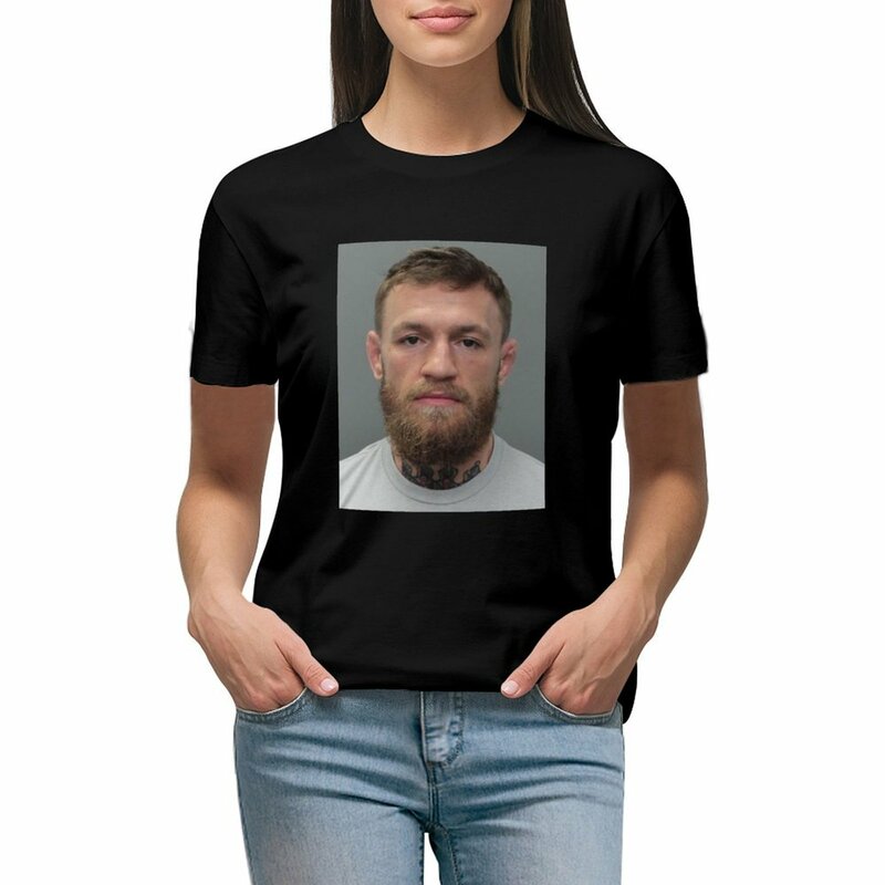 Conor McGregor Mugshot T-shirt aesthetic clothes Short sleeve tee summer top clothes for Women