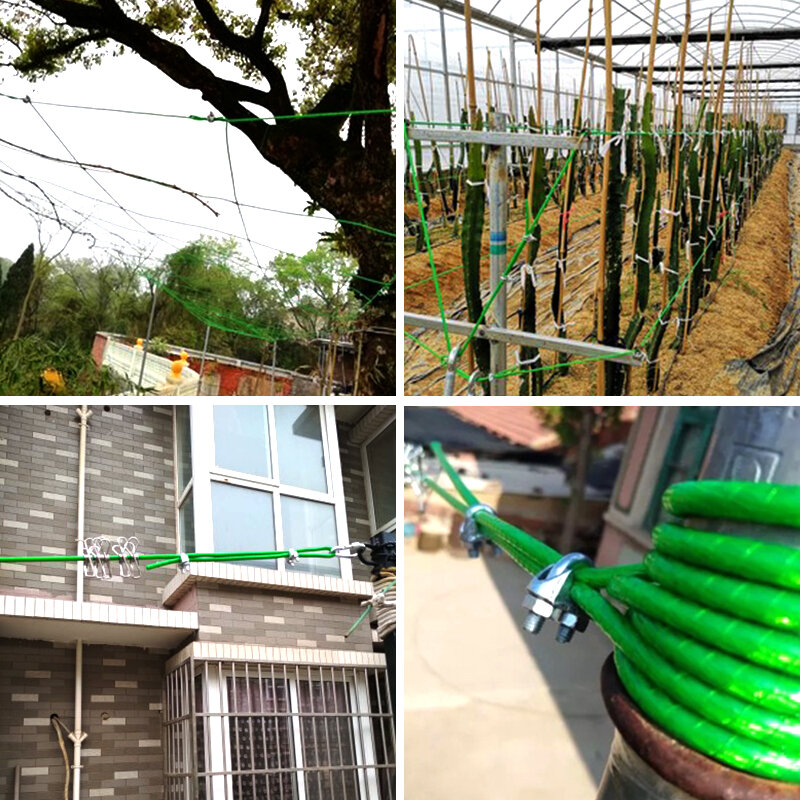 Alambre de acero con revestimiento de PVC, cuerda Flexible de acero inoxidable para tendedero de uvas de invernadero, cobertizo de 2mm/100mm, 2,5 metros