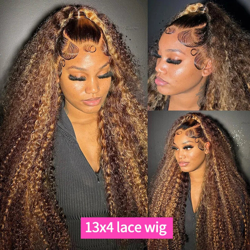 13x4 Hd Lace Highlight Wig Human Hair Wigs Glueless Curly Colored Honey Blonde Front Water Wave 13x6 Deep Wave Frontal Wig Curls