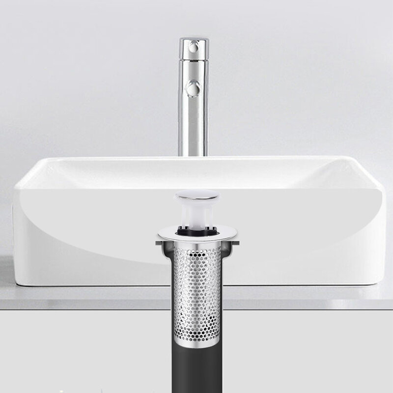 Stainless Steel Floor Drain Filter Washbasin Plug Pop-Up Bounce Core Basin Stopper Hair Catcher Shower Sink Strainer Anti Odor