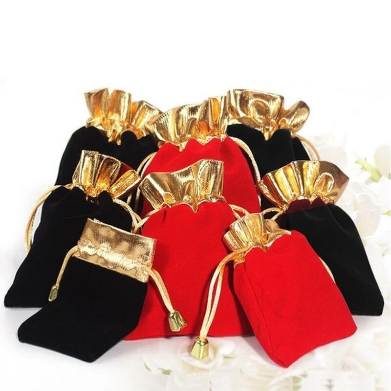 Бархатные сумки на шнурке 50 шт., однотонная упаковка для хранения ювелирных изделий, драгоценностей, свадебных подарков на Рождество, мешок для подарков 22 цвета s