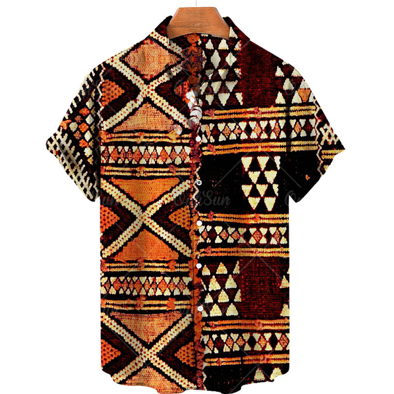 Hawaiian Shirt Summer African Men's Shirts Men Women Fashion Oversized Blouse Men's Vocation Lapel Shirt Beach Camisas Unisex