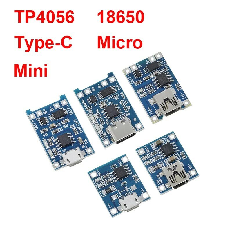 1 шт., 5 в 1 А, Micro/Type-c/Mini 18650 TP4056 модуль зарядного устройства литиевой батареи, зарядная плата с защитой, две функции, литий-ионный аккумулятор