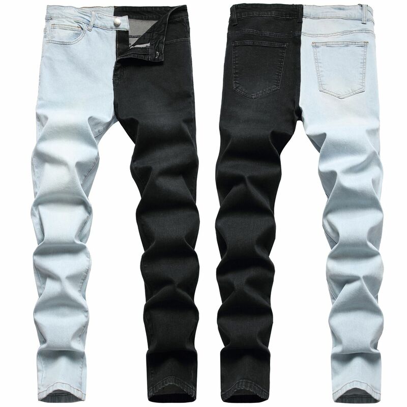 Autumn New Fashion Mens Jeans Stretch Skinny Patchwork Vintage Black Jean Men Y2K Streetwear Denim Goth Pants Vaqueros Hombre