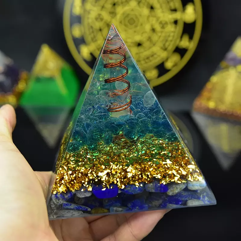 Elite Aura-Pirámide de orgón de cristal, piedra Natural, lapislázuli, orgonita, Emf, protección para chacras, generador de energía curativa