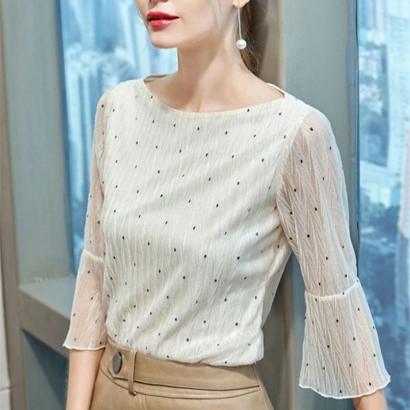 2023 Summer Fashion Woman Blouse Clothing Shirts Lady Fashion Casual Short Sleeve Slash Neck Collar Printing Blusas Tops G2826