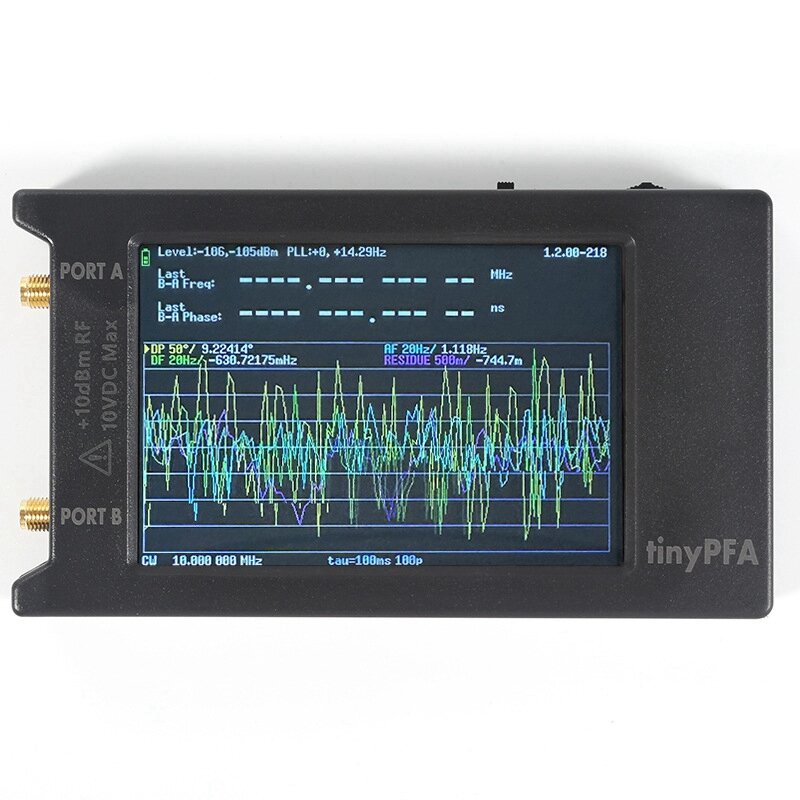 Портативный тестер частоты фазы Tinypfa, 1 м-290 МГц + 4-дюймовый сенсорный ЖК-дисплей + батарея и коробка, поддержка Timelab, простой в использовании