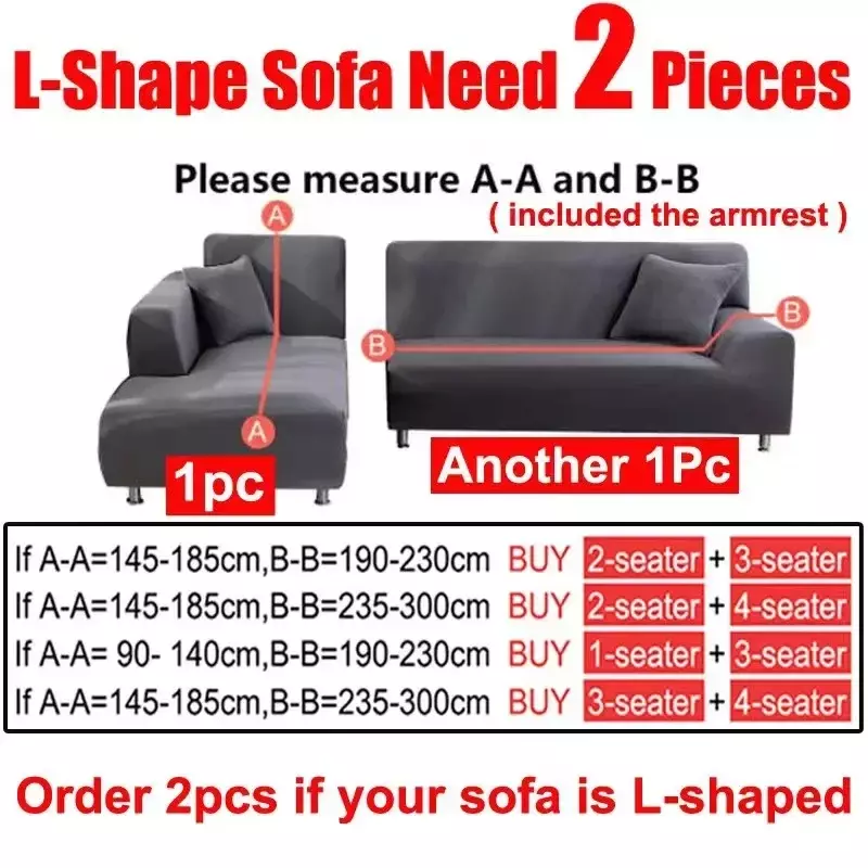 Solid Color Sofa Covers for Living Room Elastic Sofa Cover L Shaped Corner Couch Cover Slipcover Chair Protector 1/2/3/4 Seater
