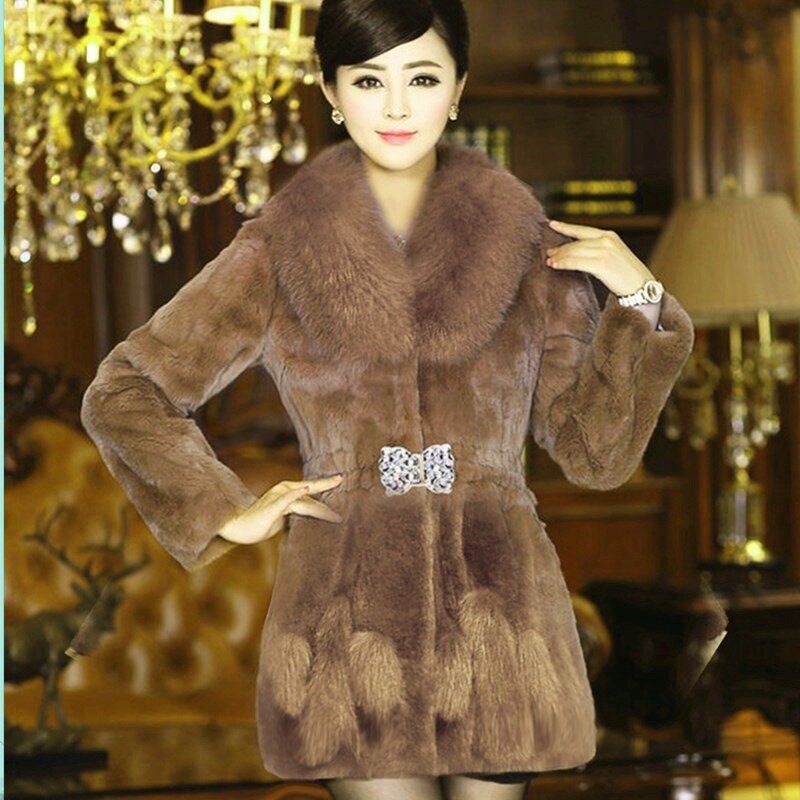 2023 New Autumn Winter Commuter Loose Coat Women Medium Long Solid Color Thick Wear Fur Collar Imitation Fur Cardigan Coat