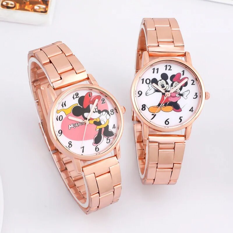 New Mickey Minnie Cartoon Kids orologi orologio al quarzo in acciaio inossidabile per bambini orologio da polso da donna ragazzo ragazza orologio regalo di compleanno carino