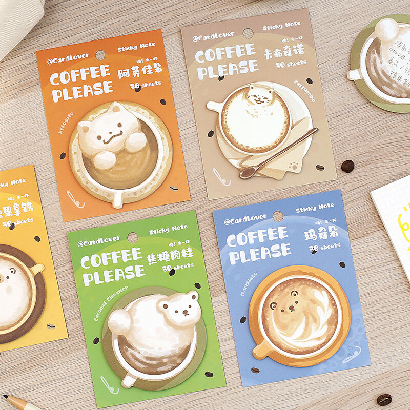 10 confezioni/lotto hanno una tazza di caffè serie creative simplicity material package message paper memo pad