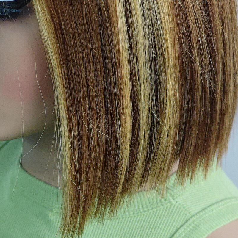 Peluca de cabello humano liso de 2x6, postizo de encaje corto y liso con corte Bob, pelo brasileño predespuntado con densidad de 180%, Color T4-613
