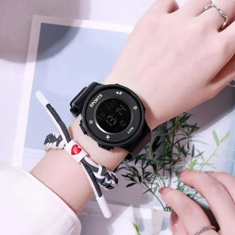 นาฬิกาแนวสปอร์ตสายซิลิโคนกันน้ำ Jam Tangan Digital สำหรับวัยรุ่นนักเรียนกิจกรรมกลางแจ้งนาฬิกาข้อมือนาฬิกาสำหรับผู้ชาย