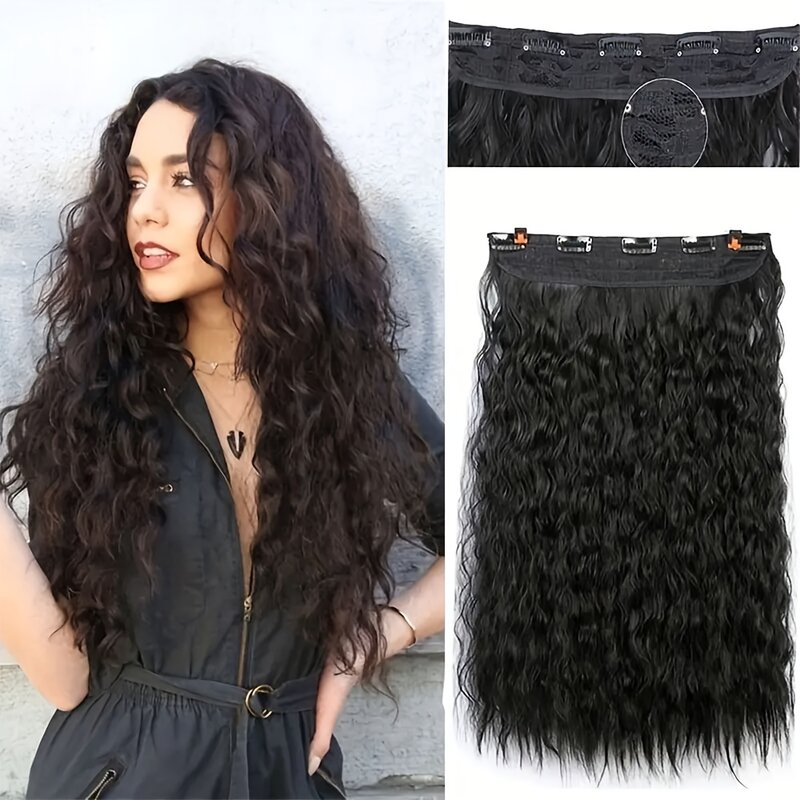 5-clips One-piece Corn Curly Wavy Hair Extensions wigs 22inch water wave Clip In Synthetic Extensions elegance women Hair Pieces