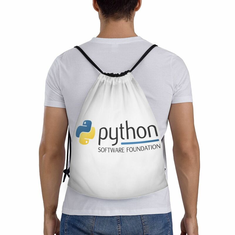 حقائب برباط بشعار برمجة Python ، حقيبة ظهر رياضية محمولة للصالة الرياضية ، حقائب ظهر للمبرمج للكمبيوتر المطور للتسوق والتخزين