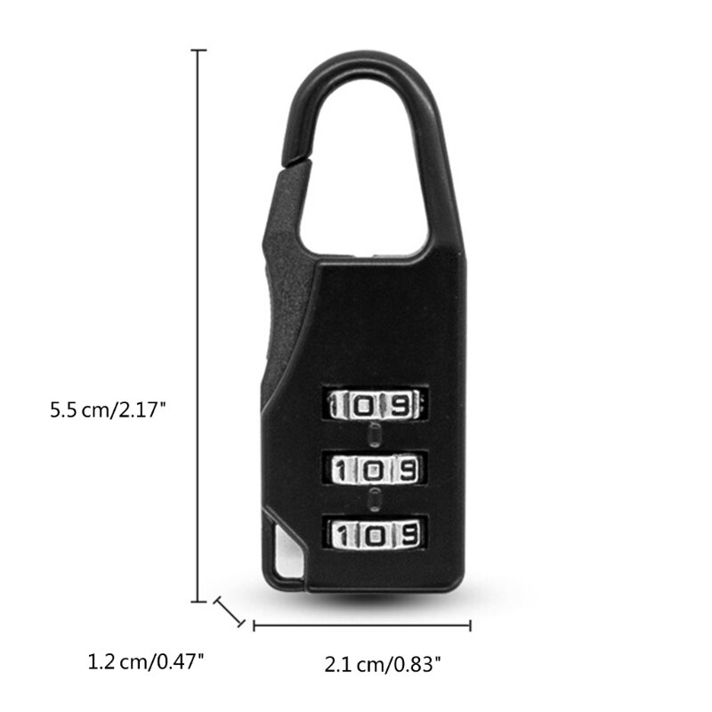 Mini cadeado reajustável para malas viagem com fechadura combinação pequena portátil 3 dígitos