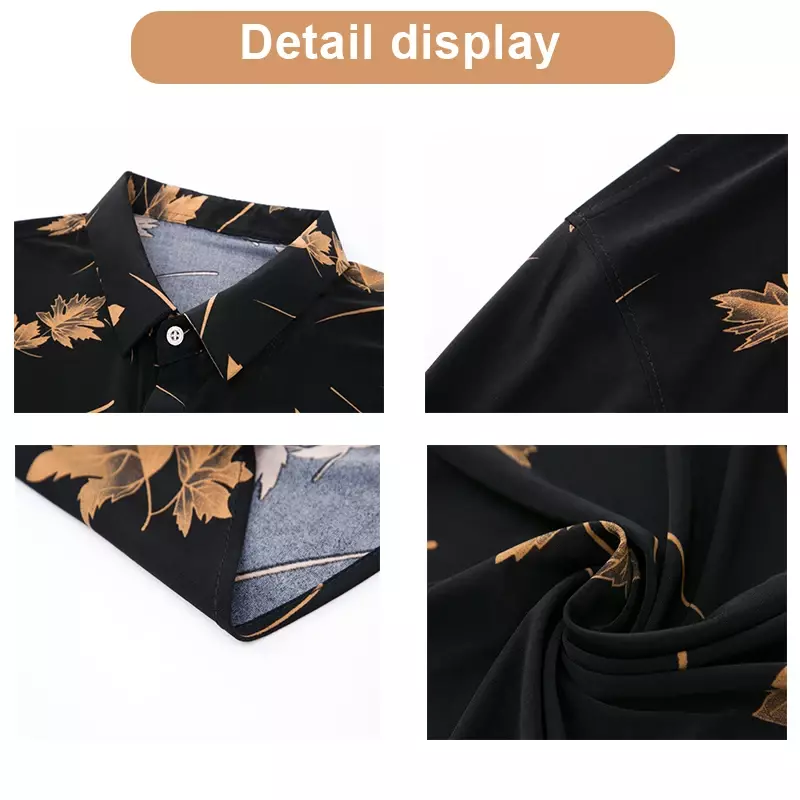 Summer New Ice Silk Short Sleeved Shirt Without Iron Casual Printed Shirt for Men's New Style