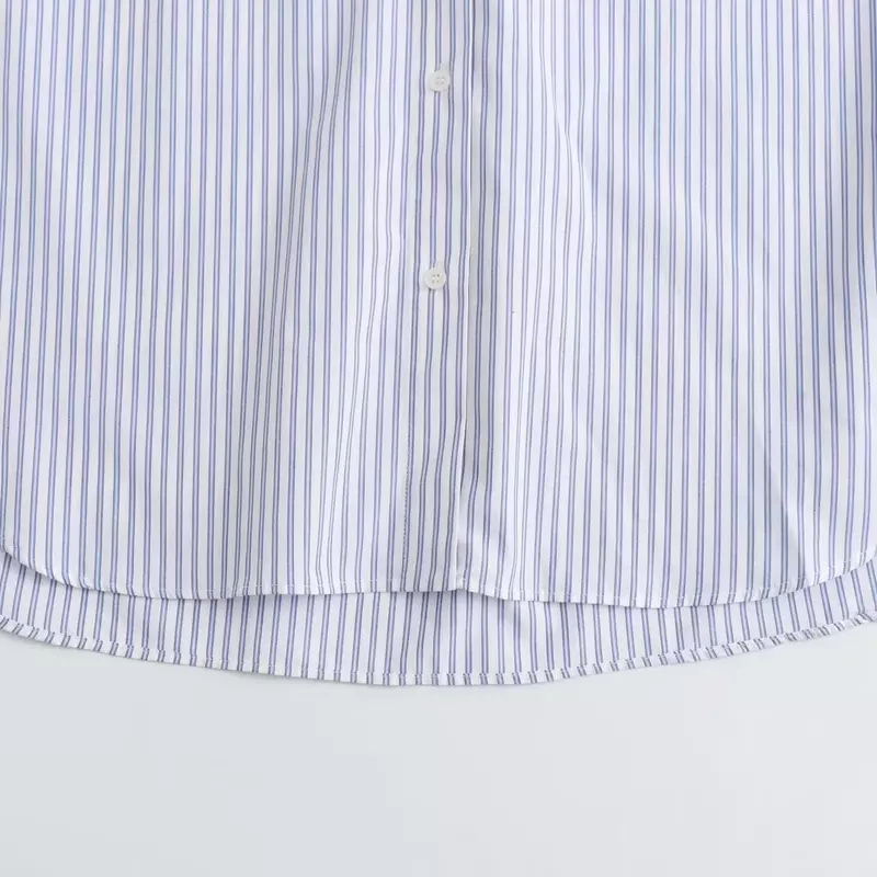 Blusa holgada a rayas para mujer, camisa de manga larga con botones, estilo básico, a la moda, novedad