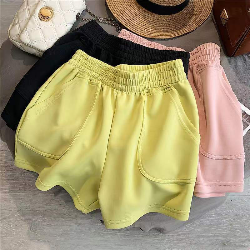 HOT Women's Shorts Summer High Waisted Sports Loose Bottoms Fashion Casual Solid Color Elastic Short Pants Girls Homewear