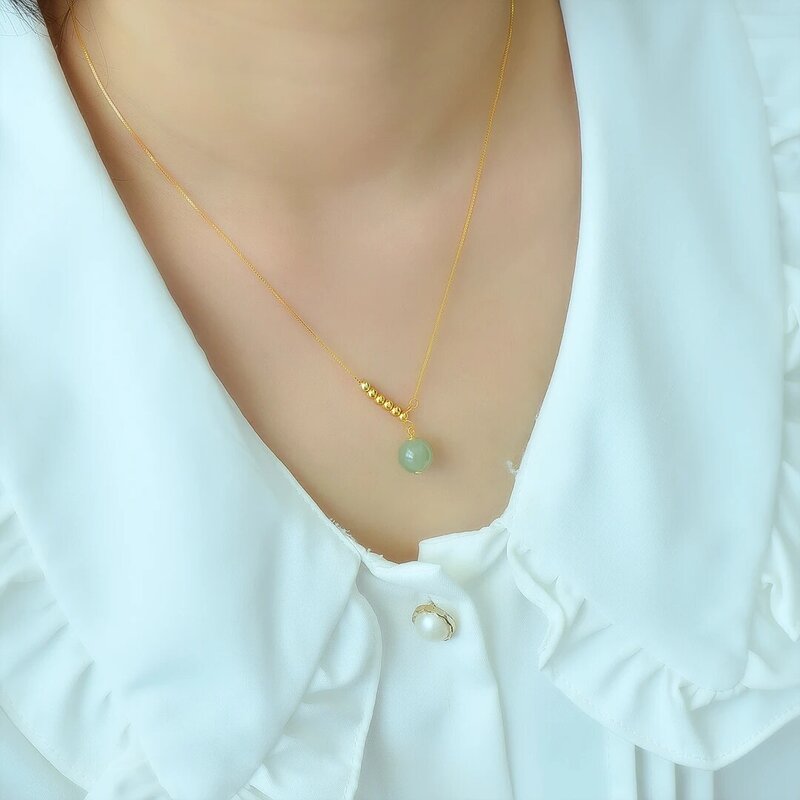 S925 colar de corrente de clavícula para mulheres, pingente de jade hetian, amuleto de pedra natural, pingentes mascotes, joias elegantes meninas
