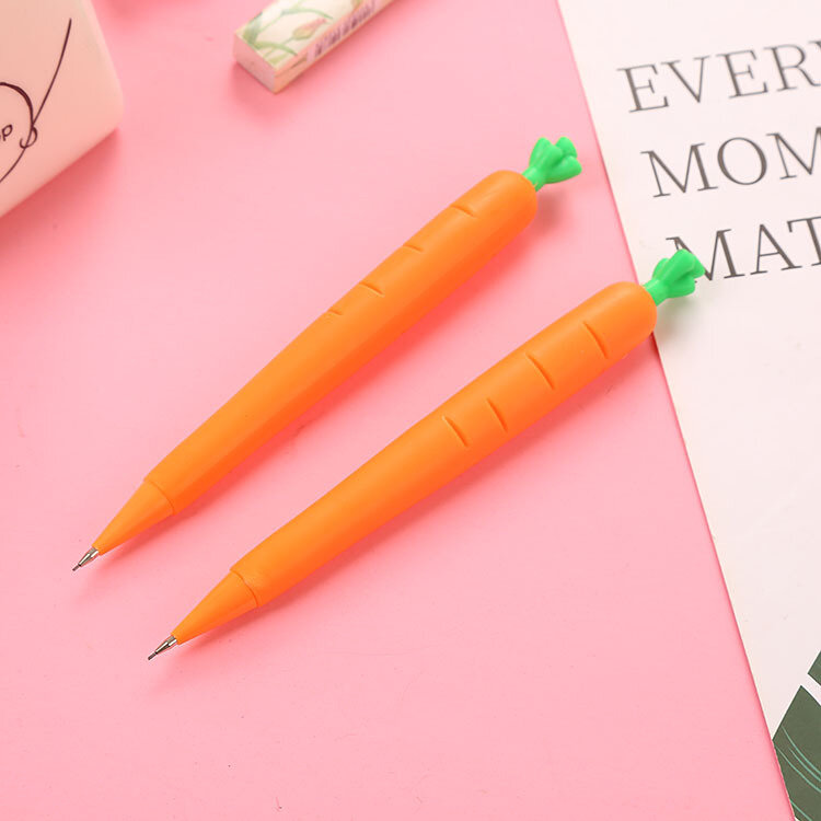 Crayon mécanique de dessin animé fruits et légumes, 2 pièces, papeterie drôle Kawaii, fournitures scolaires