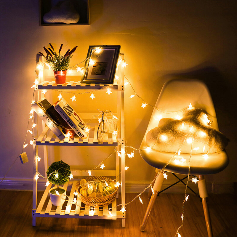LED 스트링 라이트 야외 스타 체인 화환 라이트 전구 패어리 라이트, 파티 홈 웨딩 가든 크리스마스 장식