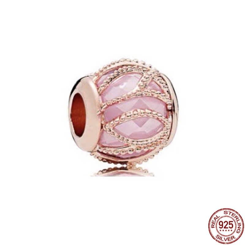 Heißer Verkauf funkelnde rosé vergoldete Serie Charms Perlen 925 Sterling Silber fit Original Pandora Armband Frauen DIY Schmuck Geschenk