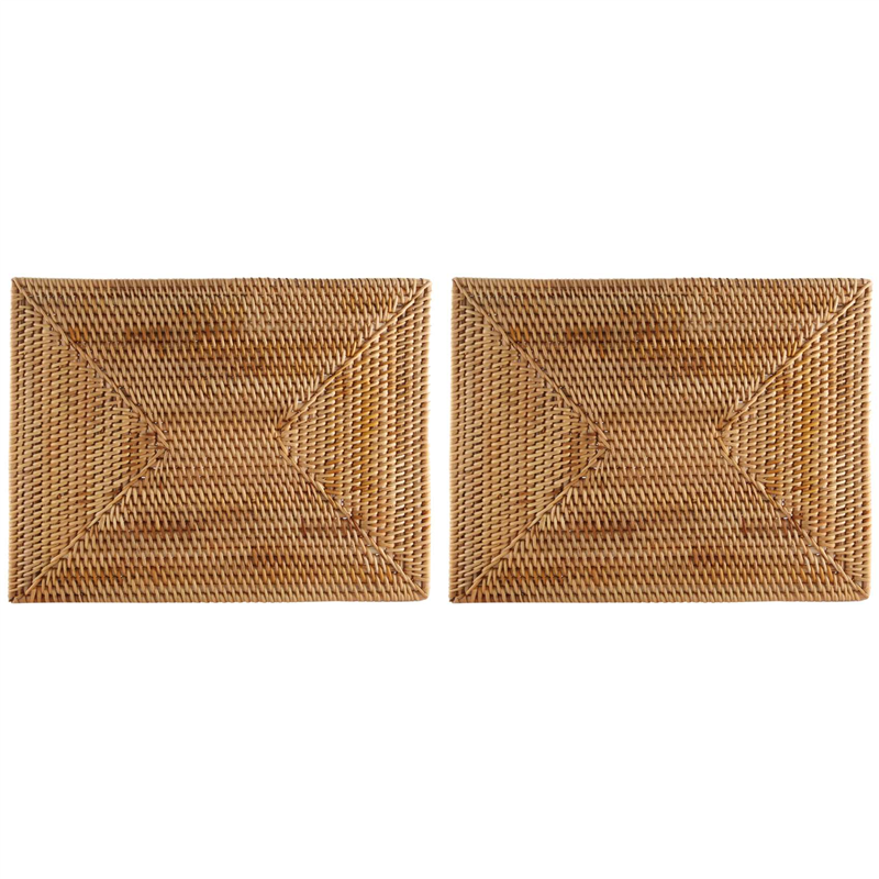 Tovagliette da tavolo 2 pezzi tovagliette antiscivolo in Rattan tavolo da pranzo tovagliette tessute resistenti al calore isolamento tappetini resistenti al calore