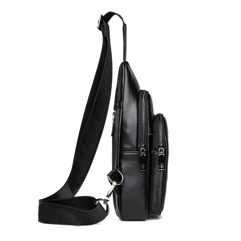 Men's Genuine Leather Chest Bag Multifunctional Casual Crossbody Bag