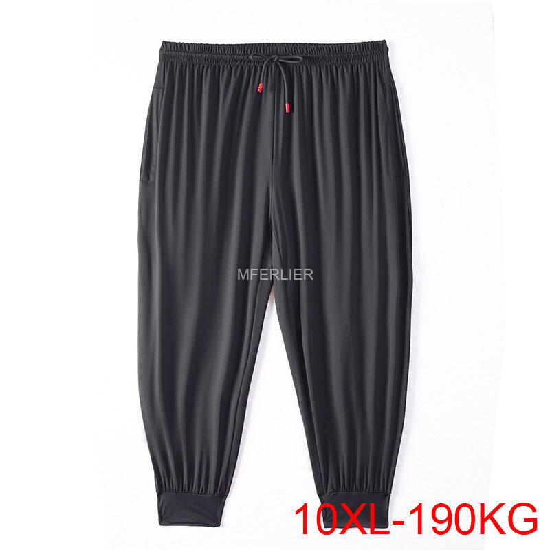 Летние свободные штаны 10XL 190 кг 9XL тонкие Стильные черные мужские штаны оверсайз