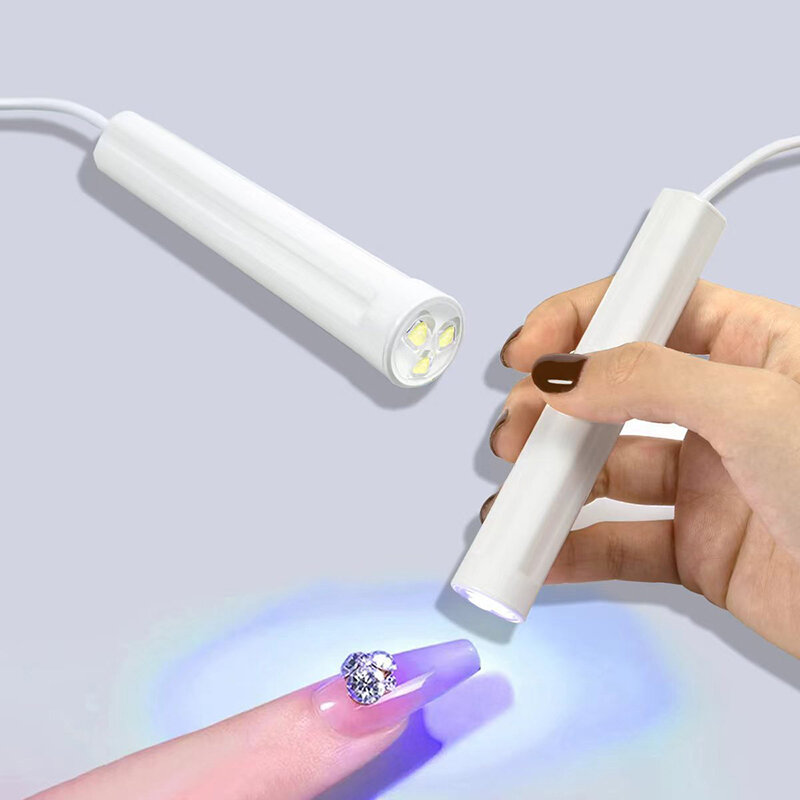 Baru putih 1 buah lampu kuku Mini genggam portabel untuk Semir Gel senter cepat kering mesin pengering kuku USB lampu UV LED kuku