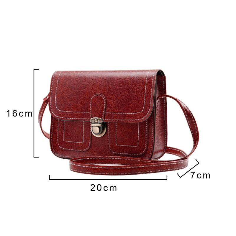 Fashion Vintage PU Messenger Bag Square Crossbody Shoulder Bags Phone Purse Travel Women Shoulder Bags
