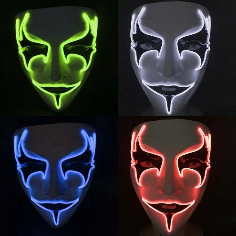 Masker Rekwisieten Partij Rekwisieten Lichtgevende Masker Volledig Gezicht Knipperend Masker V Voor Vendetta Masker Gloeiend Masker Cosplay Masker Led Light Up Masker