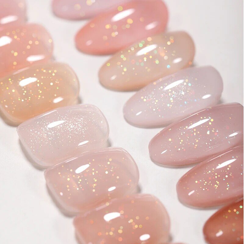 BORN abbastanza trasparente Jelly Nude Gel smalto per unghie 10ml Sheer Glitter Crystal Varnis Semi permanente per Nail Art fai da te a casa
