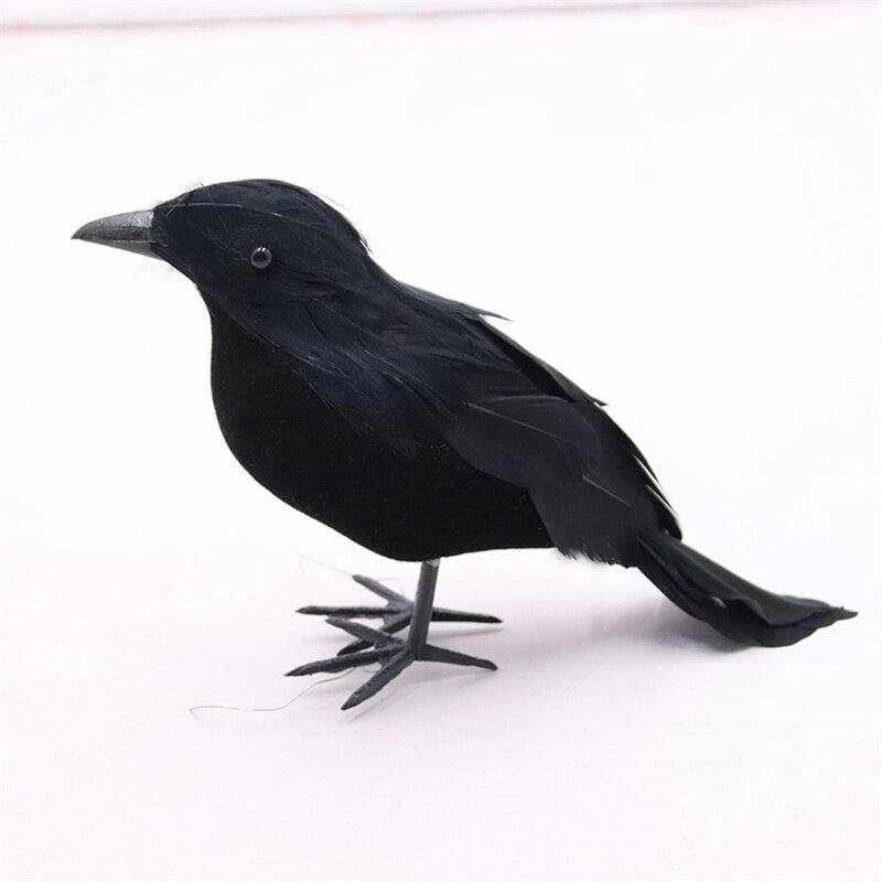 Adorno de cuervo negro para Halloween, simulación de cuervo, Animal, modelo de pájaro, juguetes de miedo, accesorios de terror, fiesta de Halloween, decoración del hogar, 1 unidad