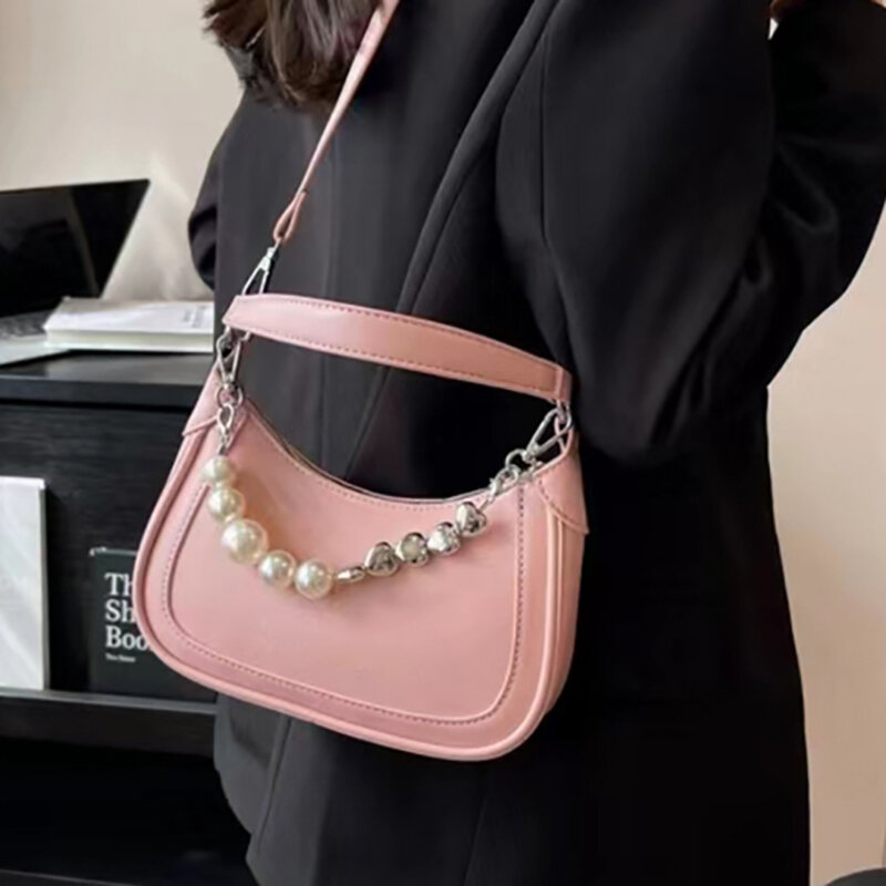 New Clutch Bag Handles Replacement Handbag Belt Lady Purse Handbag Chain Accessories Short Handle Bead Chain Pearl Bag