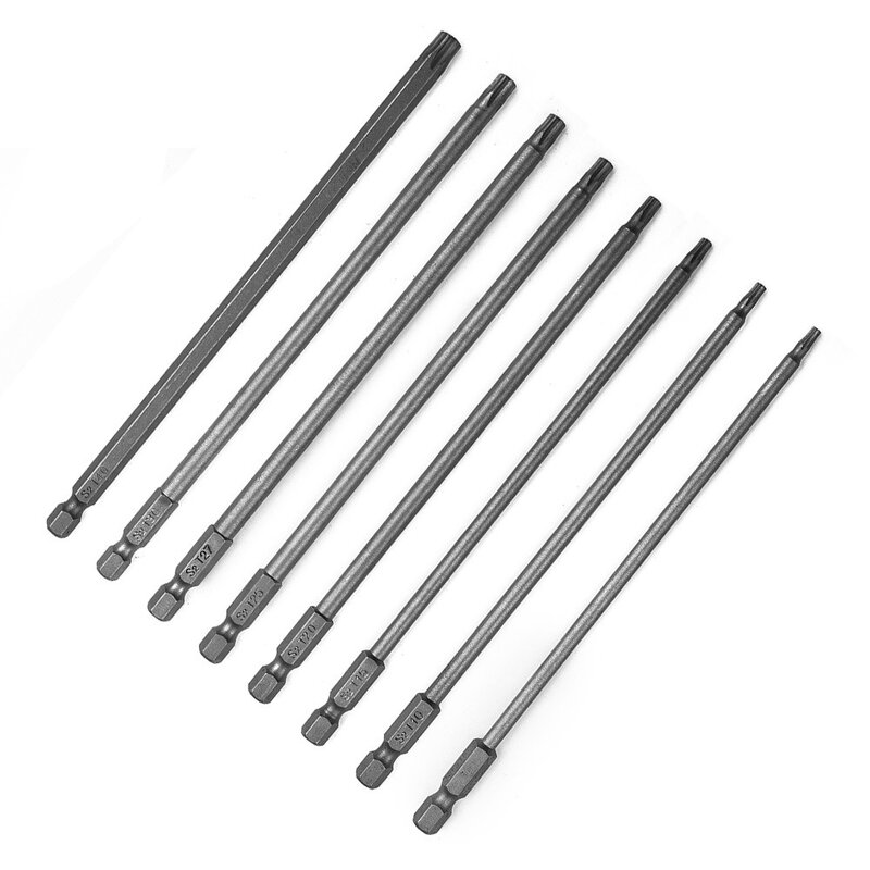 Set di punte per cacciavite Torx lungo 8 pezzi 150mm cacciavite cavo in acciaio legato cacciavite magnetico esagonale da 1/4 pollici strumento per punte per cacciavite