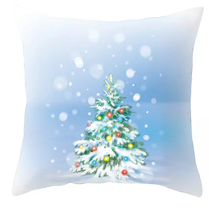 Fronha azul do Natal para a casa, a árvore do floco de neve e o inverno limitado