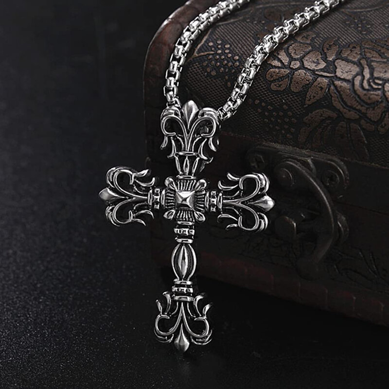 FANDAO-men's fashion cross necklace, women's retro gothic necklace, the best choice for your lover