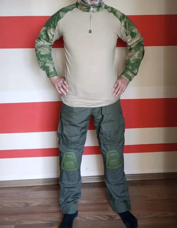 에어소프트 페인트볼 작업복, 군사 사격 유니폼, 전술 전투 위장 셔츠, 카고 무릎 패드 바지, 남성 정장