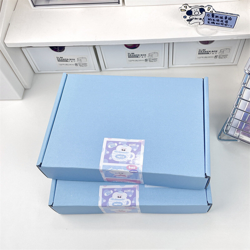 Caja de cartón corrugado, embalaje Simple de Color sólido, coreano, Ins Macaron, para regalo